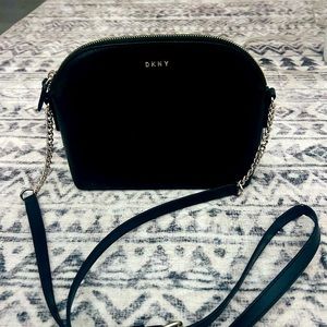 DKNY Black Dome Crossbody Bag with gold hardware